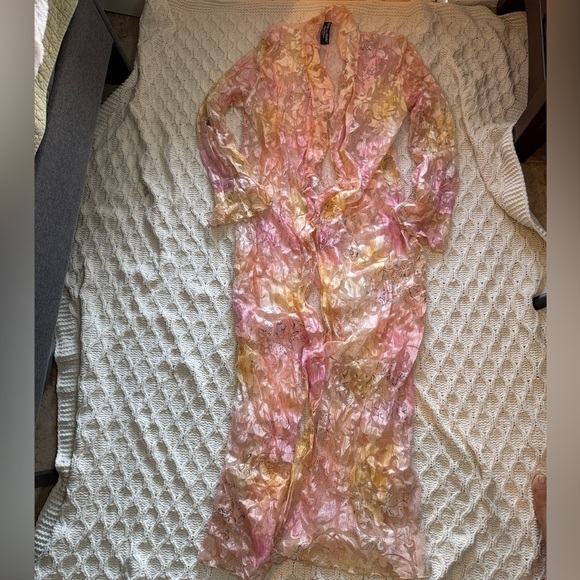 Teatro Dei Sogni by Beppe Bondi Gold and Cream Textured Robe size 14 - Picture 6 of 15